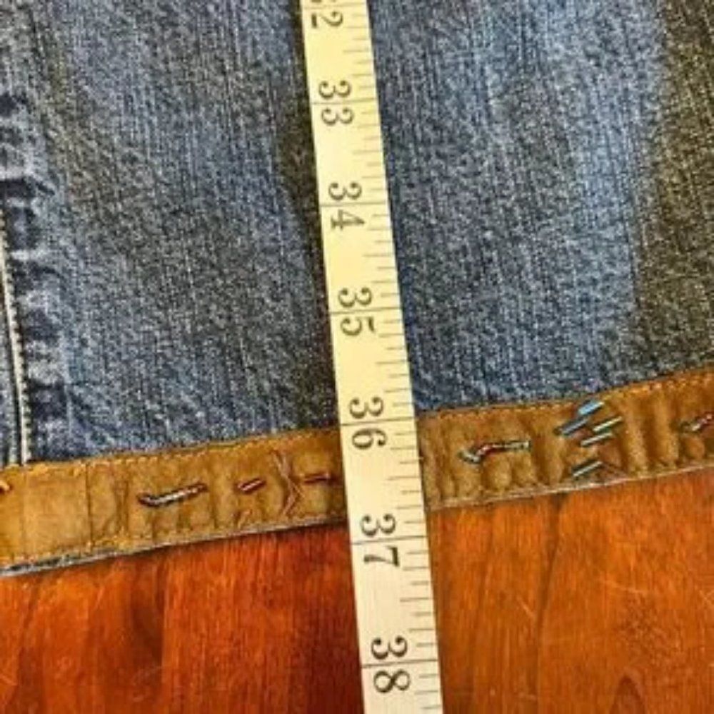 Vintage So Blue Sigrid Olsen Cropped Jeans Leather Beaded Ankle Detail 14 - Picture 13 of 13
